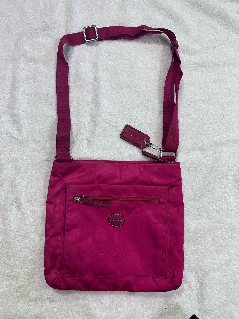 Coach Magenta Nylon Crossbody Bag with Adjustable Strap